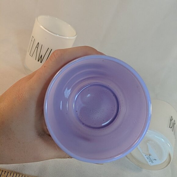 Rae Dunn 3 Set Makeup Junkie Brushes Glass Cup Holders Flawless White Purple - Picture 9 of 15